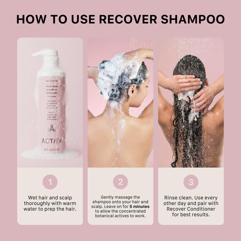 ACTIIV Recover Thickening Shampoo Treatment For Women | Supports the Appearance of Fuller, Healthier-Looking Hair, Supports Scalp Health, Plant-Based, Color-Safe, Vegan, All Hair Types, 473 mL / 16 oz - Image 4